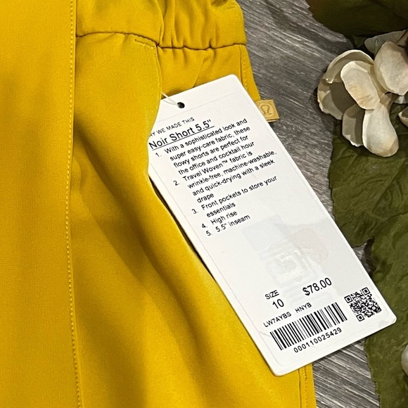 NWT woven flowy waist tie Noir Short 5.5" honeycomb yellow. Size 10 - Picture 10 of 10